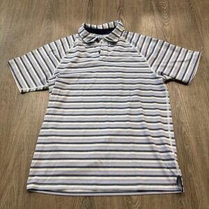 Rhone Polo Shirt Men's S Blue Striped Short Sleeve Golfing Solid Stretch